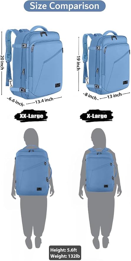 MATEIN Carry on Backpack with Hide Away Shoulder Strap for Travel, Blue | Expandable Big Backpack, Airline Approved, Large Hiking Daypack with 2 Handles, Gifts for Traveler Women - Image 3