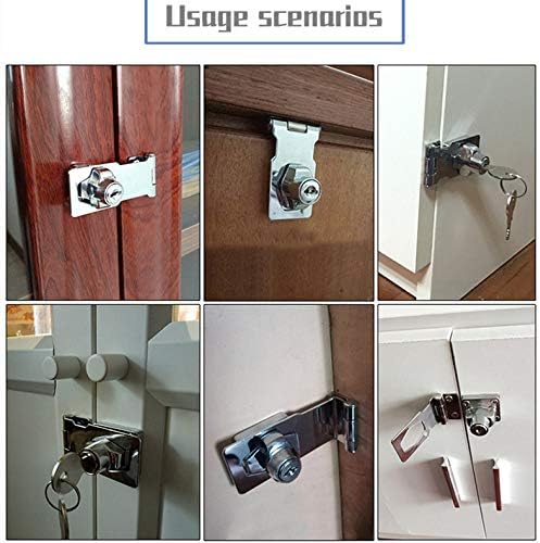 2 Packs Keyed Hasp Locks Twist Knob Keyed Locking Hasp for Small Doors, Cabinets and More,Stainless Steel Steel, Chrome Plated Hasp Lock Catch Latch Safety Lock (3Inch with Lock) - Image 6