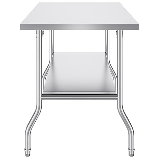 VEVOR Stainless Steel Foldable Work Table, 30 * 48 Inch Heavy Duty Food Outdoor Double Layer Stainless Steel Worktable for Commercial Kitchen Restaurant - Image 11