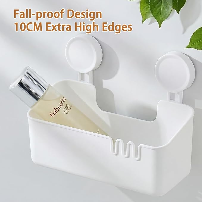 Shower Caddy Suction 2 Pack, Drill-Free Removable Bathroom Organizer | Plastic Storage Shelf Holds Up To 22lbs, For Shampoo Body Wash Conditioner, Kitchen & Bathroom Use, White - Image 7