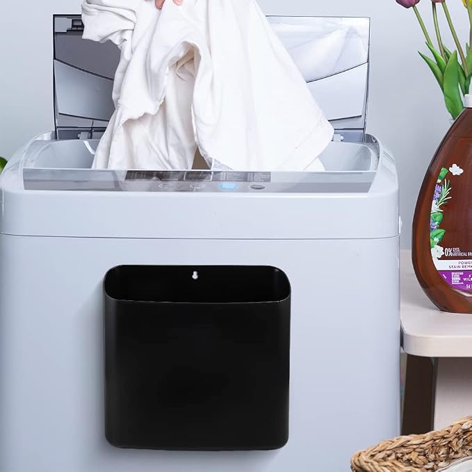 Picowe Magnetic Laundry Storage, Large Lint Holder Bin for Laundry Room, Space-Saving Trash Container Hanging on Dryer, Washer or Wall Mount Trash Bin (Black) - Image 4