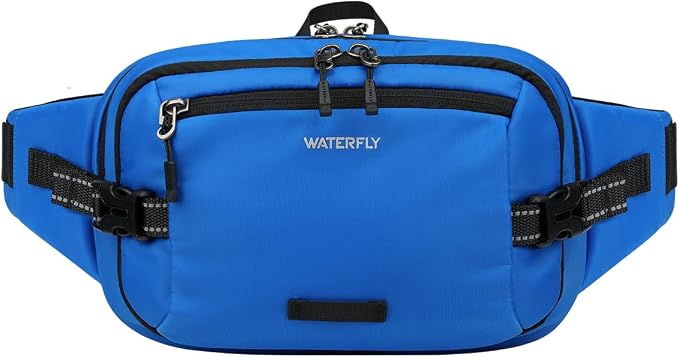 WATERFLY Fanny Pack Waist Bag: 3L Large RFID Anti-Theft for Travel | 180-Degree Opening Design, 5 Pockets, Nylon, Reflective Webbing, Adjustable Buckles, Hiking Daily Use, Women Men by Waterfly