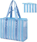 MOMINSIDE Beach Bags for Women Mesh Beach Bag - Large Grocery & Beach Tote Bag with Zipper, 2 Insulated Pocket, Hat & Towel Clips, Foldable Swim Bag Pool bag for Toys, Towels & Vacation Essentials by MOMINSIDE