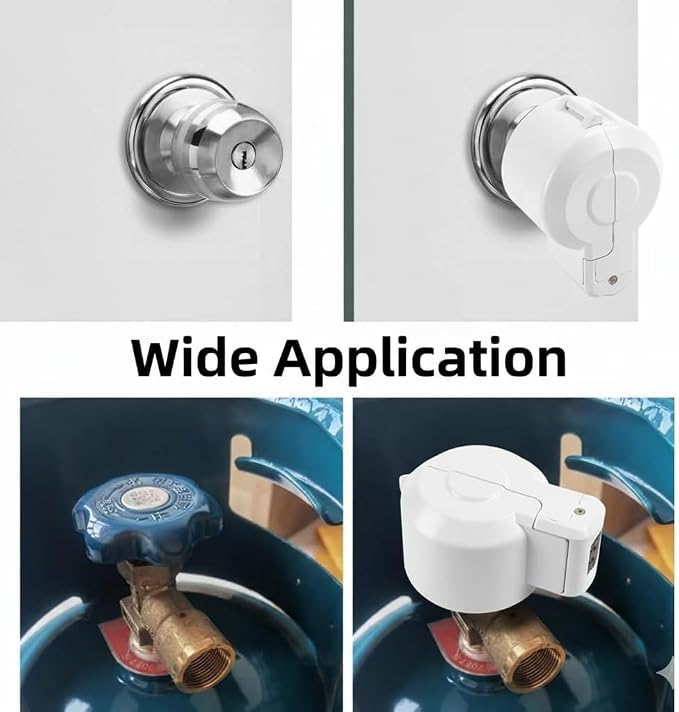 PUGED Door Knob Lockout Device Cover to Disable Doorknob/Faucet/Water Valve Hose Lock Door Handle Temporary Lock for Bedroom Door from Outside Door Handle Without Drilling (1, White) - Image 7
