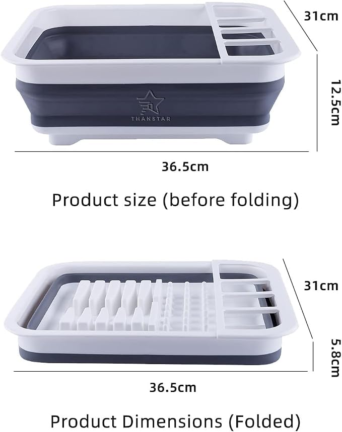 THANSTAR Collapsible Dish Drainer Portable Dinnerware Drainer Organizer for Kitchen RV Campers Travel Trailer Space Saving Kitchen Storage Tray - Image 2