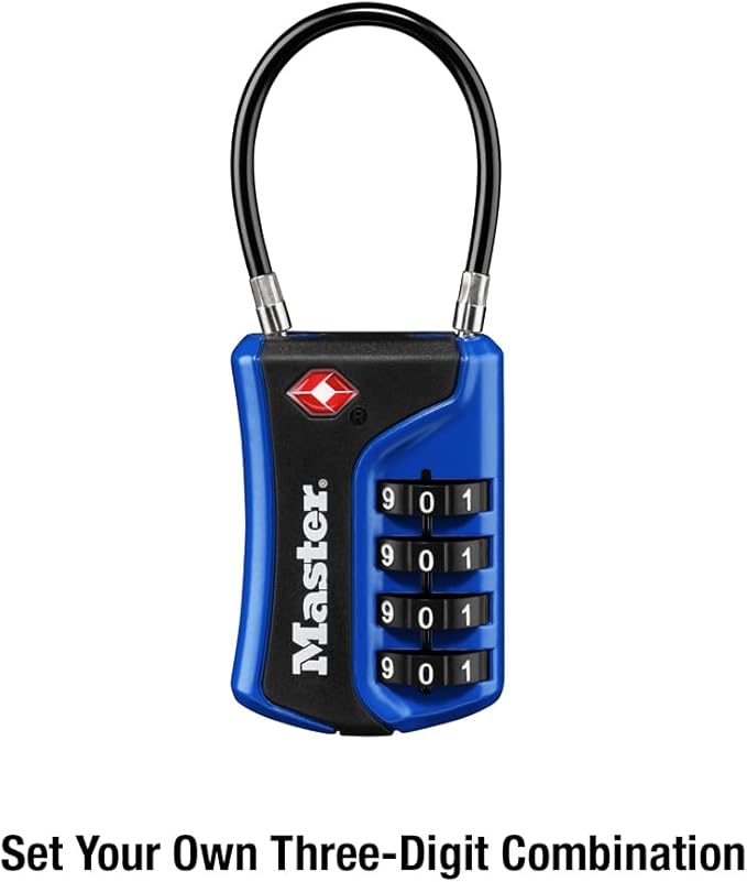 Master Lock TSA Approved Combination Luggage Lock 3-Pack Assorted 4697EC3 | TSA Accepted Set Your Own 4-digit Combination Lock Secure Suitcases, Backpacks For Travel 1-3/8" Wide 1-1/2" Long - Image 4