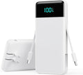 Portable Charger with Built-in AC Plug and Cables,13800mAh All in One USB C Fast Charging Power Bank,Travel Essentials Portable Phone Charger Battery Pack for iPhone 17/16/15/14,Galaxy,Android-White by YHO