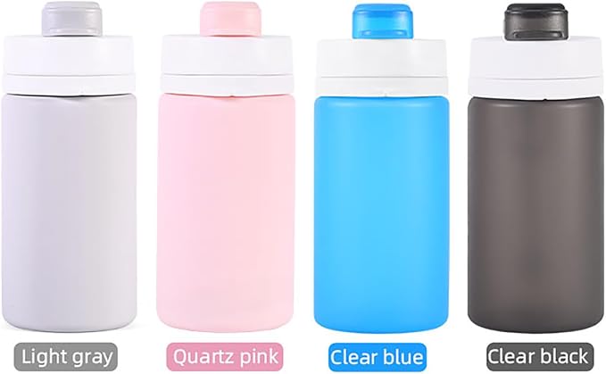 Collapsible Water Bottles 26oz with Spout & Carabiner, Odorless BPA-Free Silicone, Leak-Proof Foldable Reusable Bottle - Perfect for Travel Sports Gym Hiking Camping Cycling - Quartz Pink - Image 8