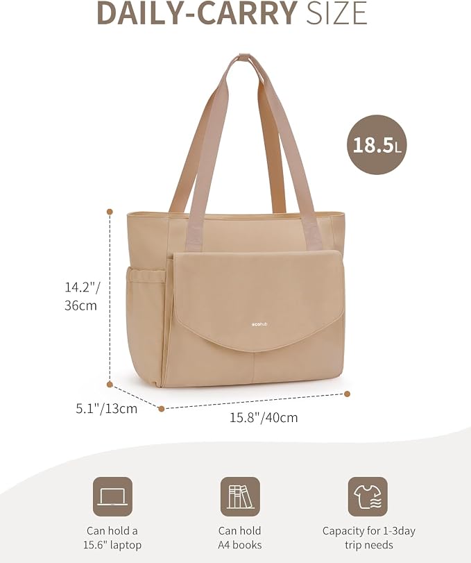 ECOHUB Tote Bag for Women Work Tote Bag with Laptop Compartments Lightweight Shoulder Bag Handbag for Travel College Teacher - Image 5