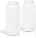 DEMORA 32 oz Plastic Bottles with Lids, Airtight Refillable Wide Mouth Travel Bottles for Toiletries, PP Food Grade Plastic Containers for Liquids Pill Water Sample Lab Reagent (Clear, 2 Pcs) by DEMORA