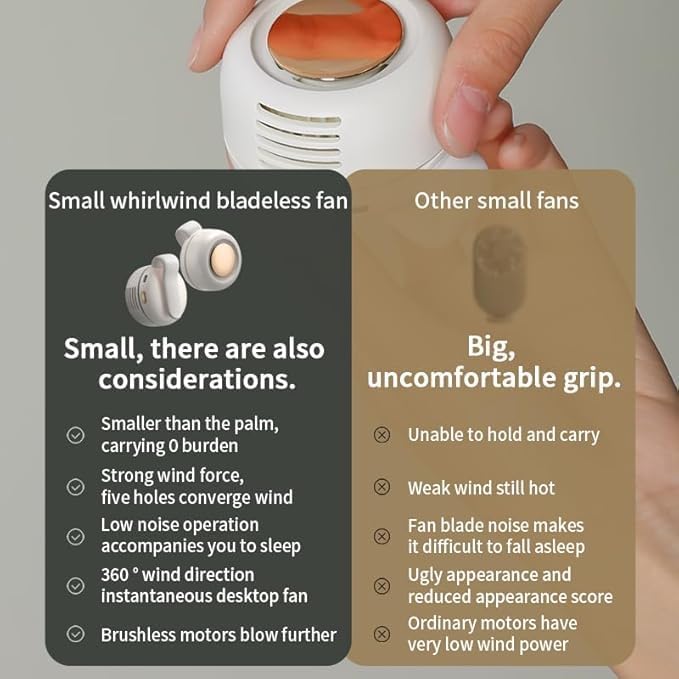Feitenn Mini Clip Fan, Portable Bladeless Fan with 360° Rotation, 3-Speed Rechargeable Waist Fan, Silent Neck Fans Personal Cooling Fan for Shirt, Bag, Office, Travel and Outdoor Use, Green - Image 6