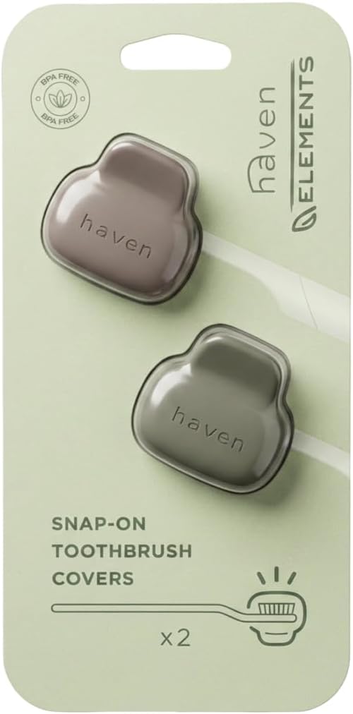 Haven Toothbrush Cover - Fits Electronic and Manual Toothbrushes - Toothbrush Case Holder for Travel - Set of Two Tooth Brush Cap Protectors (Moss & Clay) - Image 3