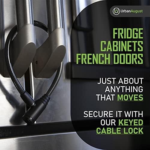 Child-Proof Refrigerator Lock for Kids & Adults - Lock for French Door Fridge and Cabinet (Small, Black, 3 Pack Keyed Alike) - Image 6