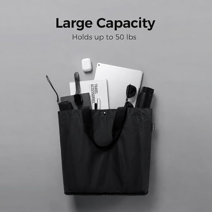 pack all 16L Lightweight Foldable Tote Bag, Reusable Grocery Shopping Bag | Ultralight, Packable, Water-Resistant, Tear Resistant Nylon, Button Closure, Compact for Travel, Work and Camping, Navy - Image 6