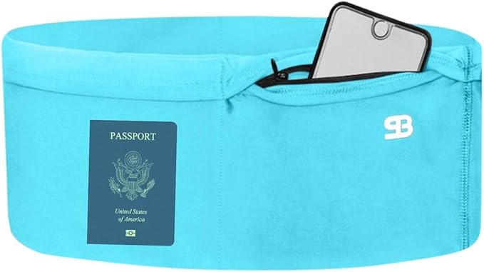 Running Belt Money Belt 4-Pocket Phone Holder | No-bounce Fanny and Waist Pack, 4 Large Security Pockets and Zipper, Fits All Size Phones Travel Documents and Passport by Stashbandz