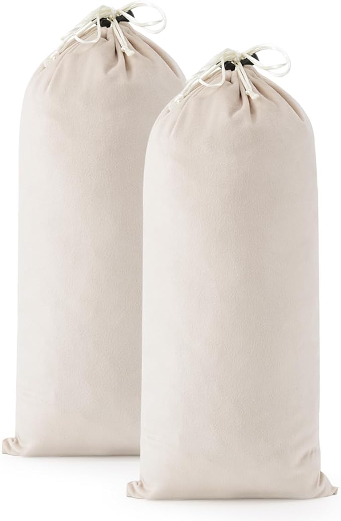 2 Pcs Single Shoe Bags for Travel, Dust Velvet Bags, Beige, 17.3x8.6 Inch | Washable & Reusable Travel Shoe Bags, Dustproof Shoe Bags with Drawstring Closure, Suitable for Travel, Home Storage by WelcometoFantasyLife