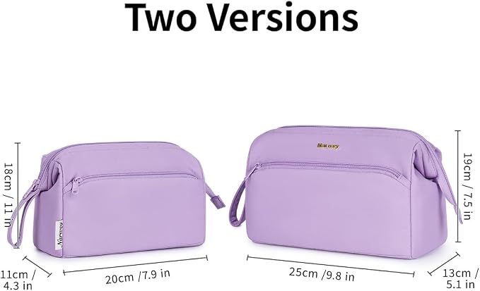 Narwey Large Travel Makeup Bag For Women Girls, Wide Open Cosmetic Bag, Portable Toiletry Bag for Cosmetics, Toiletries, Skincare, Brushes (Purple) - Image 3