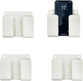 4 Pack Wall Mount Adhesive Storage Holder, No Drill Self Adhesive Wall Organizer, 3.54" x 2.87" Plastic Wall Mount Phone Remote Control Holder for Home, Office, Bathroom,Motorhome by Unknown