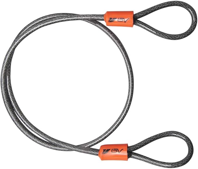 BV 2.5FT Bike Cable with Loops - 5mm (3/16 Inch) Cut-Resistant Braided Steel Cable - Versatile & Weatherproof - Small Security Cable Lock, Security Chain for Padlock, Chain Lock, Wire Lock by BV