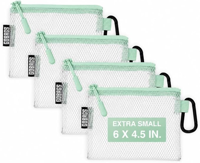 Air Production Extra Small Clear Zipper Pouch (4-Pack) – Cable Organizer & Travel Gear Bag for Electronics, Camera Accessories, Tool Pouch & Small Tech Storage (Mint Green) by Unknown
