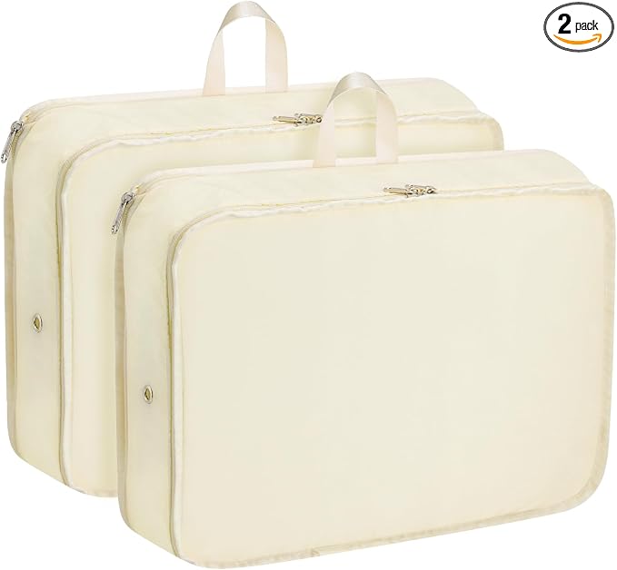 Packing Cubes for Travel Packing Organizers Compression Travel Cubes, Beige | Compression Packing Cubes Luggage Suitcase Organizer Bags Compression Bags for Travel Accessories by CALACH