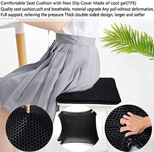 Gel Seat Cushion, for Long Sitting -Double Thick Gel Seat Cushion Breathable Honeycomb Chair Cushion with Non-Slip Cover for Office Chair Car, Wheelchair, Long Trips,Relief Sciatica Pain - Image 4