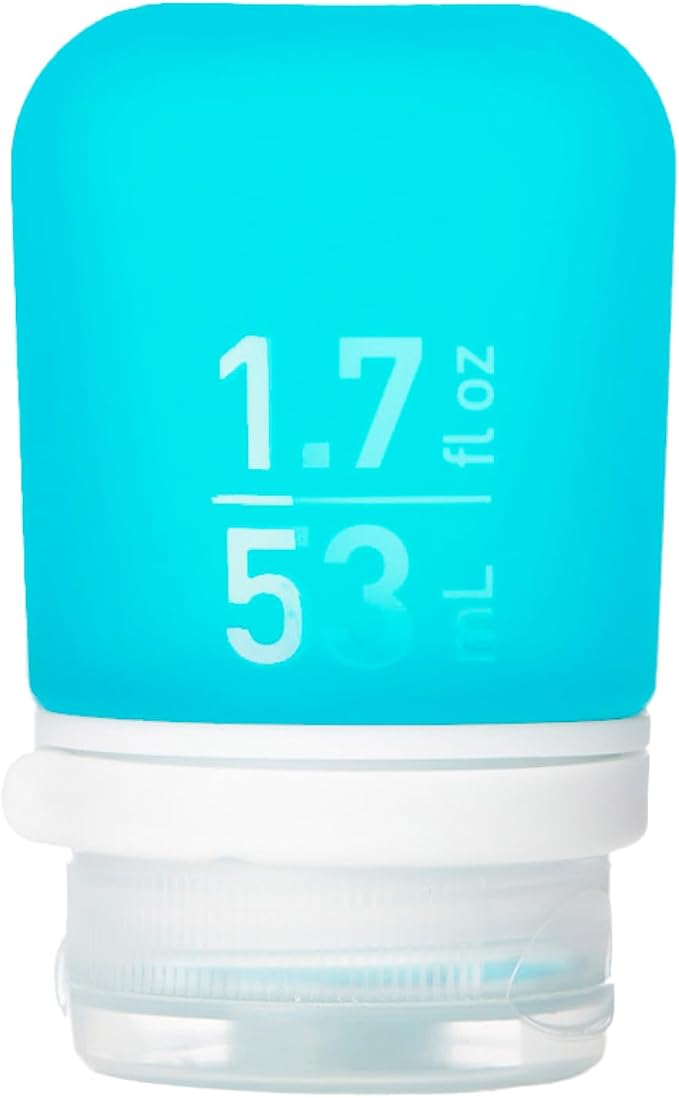humangear GoToob+ (Small) | Refillable Silicone Travel Bottle | Locking Lid | Food-Safe Material | Aqua, Small (1.7 fl.oz; 53ml) | Refillable & Leak-Proof Silicone Travel Size Bottles with Locking Cap for Toiletries, Camping & TSA Carry-On by humangear