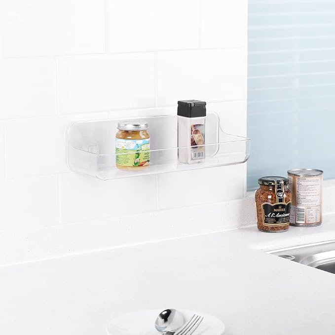 Plastic Wall Mount Organizer, Clear Adhesive Storage Box Organizer No Drilling Hang Walls/Doors for Kitchen, Bathroom, Bedroom, Cabinet, Office, Craft Room (Long Size) - Image 2