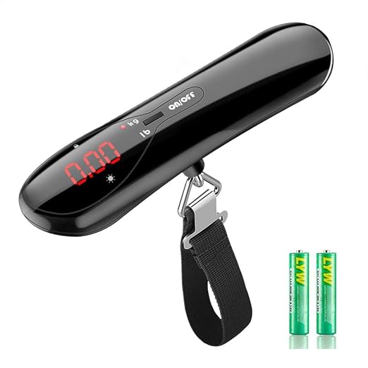 Digital Luggage Scale 110lb Portable Travel Hanging Suitcase Weight Scales | Handheld Baggage Scale for Travel Essentials Postal Baggage Backpacks Packages, Backlight LED Display Battery Included by HaetFire