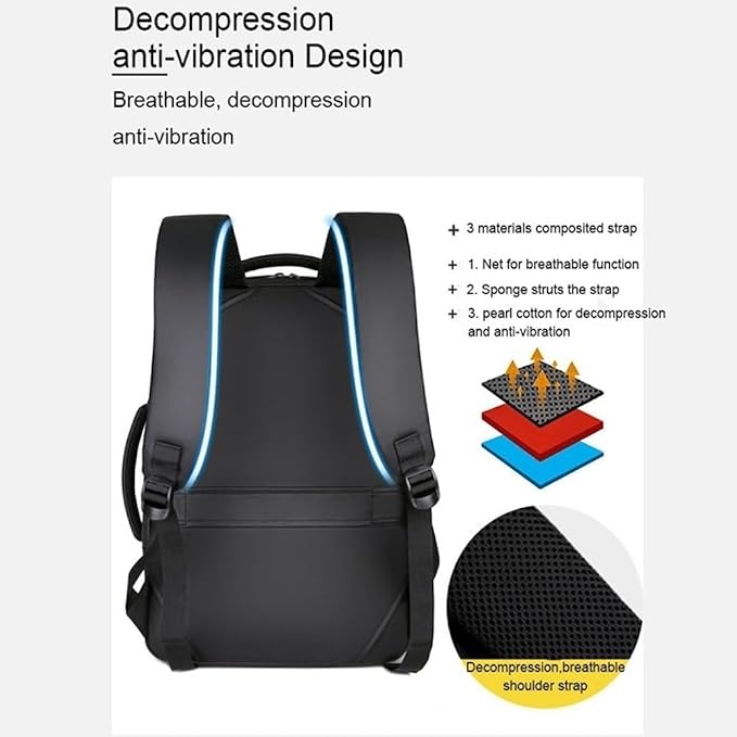 Laptop Backpack, Business Anti Theft Slim Sturdy Laptops Backpack with USB Charging Port, Water Resistant Travel Backpack Computer Bag Gifts for Men & Women Fits 15.6 Inch Notebook-Black - Image 5