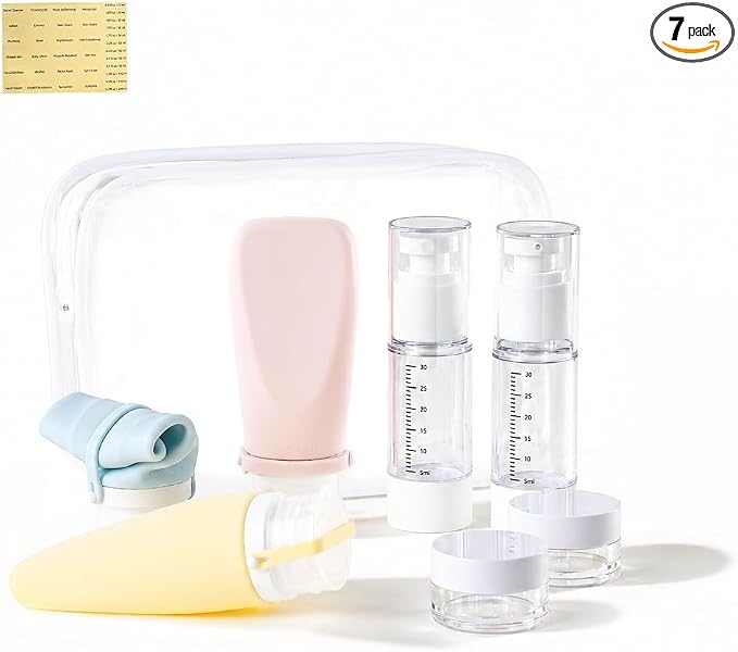 Silicone Travel Bottle Sets for Toiletries, TSA Approved Size (Yellow, Pink, Blue) by cryslora