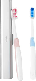 Aluminum Toothbrush Travel Case with 2 Medium Bristle Toothbrushes, Portable Complete Toothbrush Travel Kit, Toothbrush Holder for Bathroom, Camping, Business Trip by Oralphi