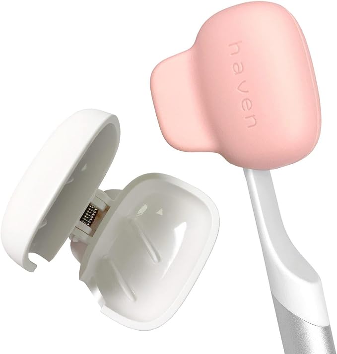 Haven Toothbrush Cover - Fits Electronic and Manual Toothbrushes - Toothbrush Case Holder for Travel - Set of Two Tooth Brush Cap Protectors (White and Coral) by Haven