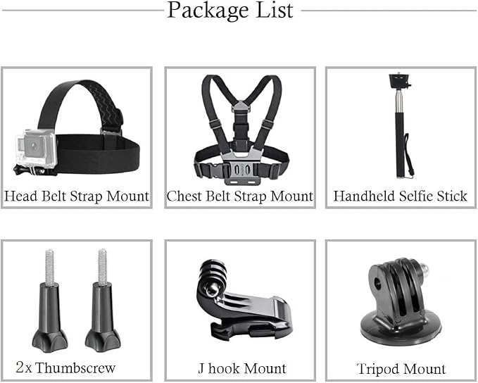 3 in 1 Universal Action Camera Accessories Kit | Head Strap Mount/Chest Harness/Selfie stick Compatible Gopro Hero 13 12/AKASO EK7000/V50/Brave 7/Dragon Touch Action Camera - Image 7