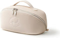 EACHY Travel Makeup Bag for Women, Flat Open Cosmetic Bag, Beige, Medium | Flat-open cosmetic organizer with clear TPU brush pocket and extra storage for makeup, toiletries and travel essentials by EACHY