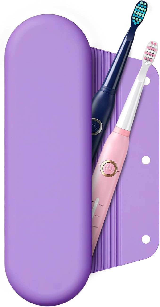 Silicone Electric Toothbrush Travel Case, Manual Toothbrush Travel Cover for Men and Women,Toothbrush Holder for Travel,Gym and More, Fits Most Manual and Electric Toothbrushes - Purple by iTokGok