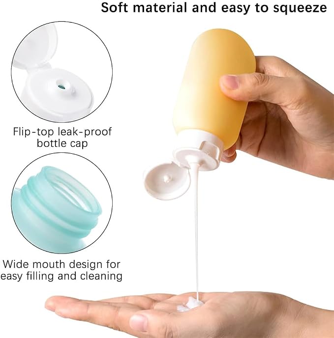 12pack Travel Bottles for Toiletries, TSA Approved Travel Size Toiletries Containers, Travel Bottles Set with Labels Leakproof Squeezable Refillable Airplane Travel Accessories - Image 2
