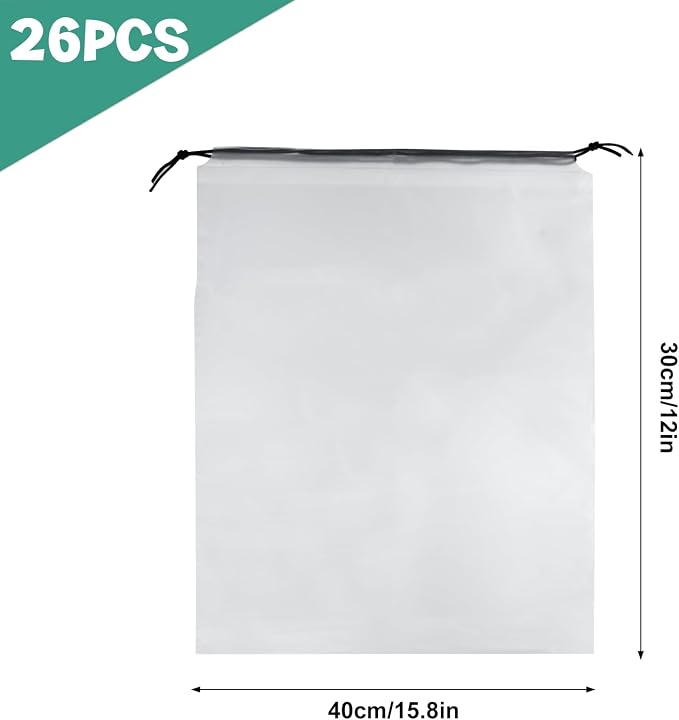 26 Pcs Shoe Bags for Travel，PLULON Clear Drawstring Travel Shoe Bags for Packing Waterproof Dustproof Shoes Organizer Pouch Travel Accessories Shoe Storage Bag for Women Men Portable Travel Essentials - Image 2