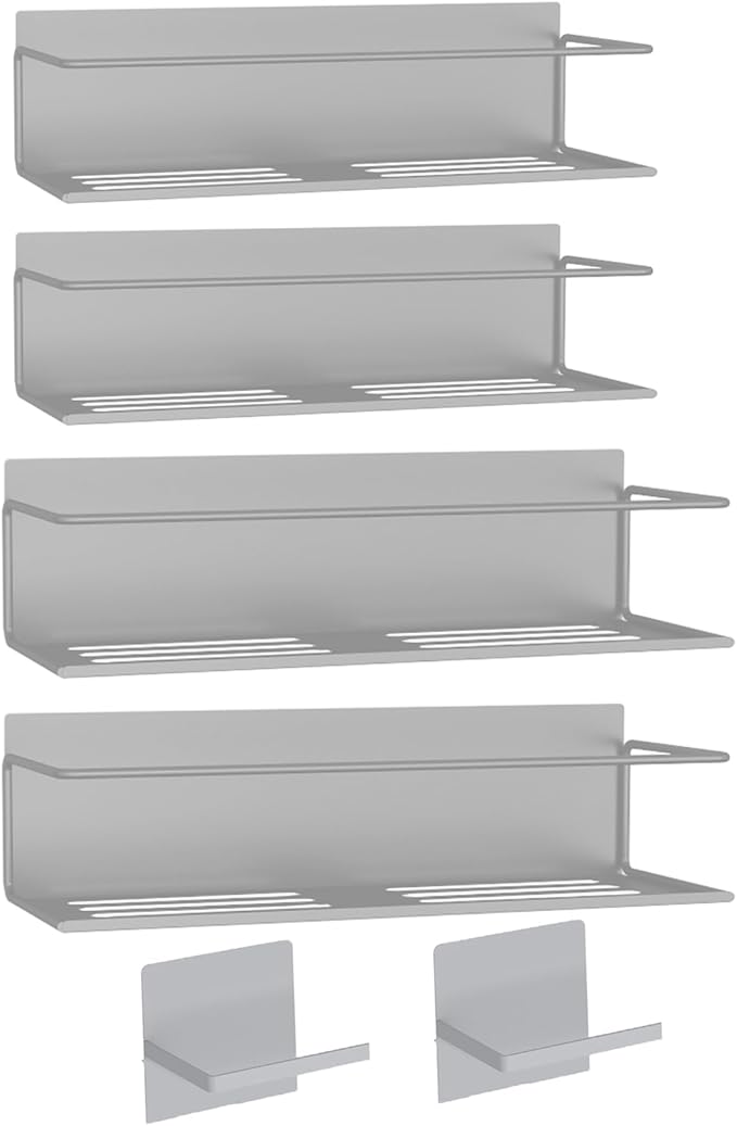 Magnetic Spice Rack For Refrigerator, Space Saving Magnetic Shelf For Fridge Grey 4 Pack With Magnetic Paper Towel Holder - Image 3