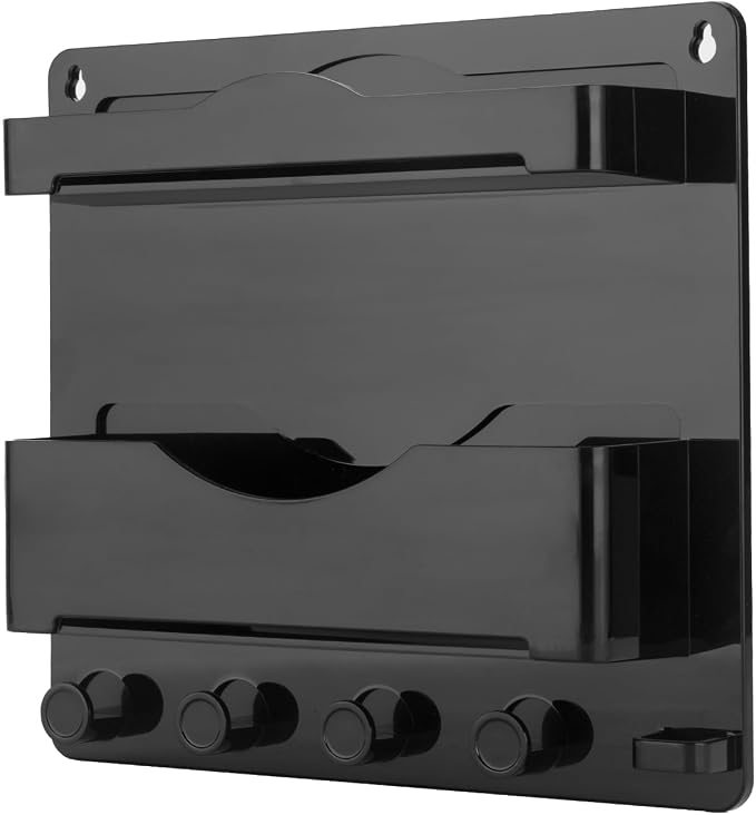 Bedside Wall Shelf with Glasses Hooks ，Adhesive Bedside Organizer Wall Mount for Dorm and Room Accessories Phone，Remote，Earphone， Kindle (Black) - Image 8