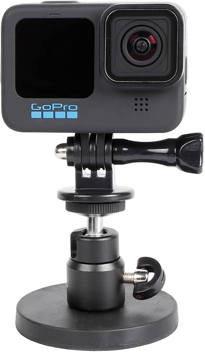 PellKing Magnet Camera Mount for GoPro Insta360 DJI Action Action Camera | Rotation Ball Head Super Strong Rubber Coating Neodymium Magnet for Car, Attaches to Steel or Other Magnetic Surfaces by PellKing