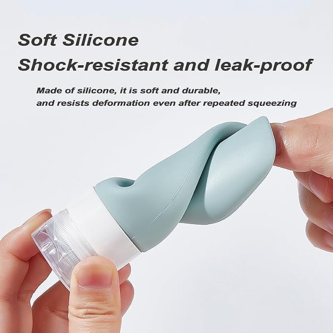 16-Piece Silicone Travel Bottle Set with Suction Cups - Leak-Proof Refillable Containers for Shampoo, Lotion, Cream (89ml+30ml) - Includes Cosmetic Jars, Funnel, Brush & Labels - Image 6