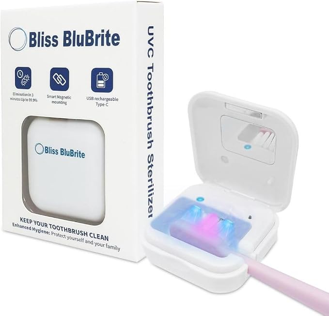 Portable UV-C Toothbrush Sanitizer and Holder – Travel Case for Manual & Electric Toothbrush Heads – UV Light Cleaning Box – USB Rechargeable – Travel-Friendly by Unknown