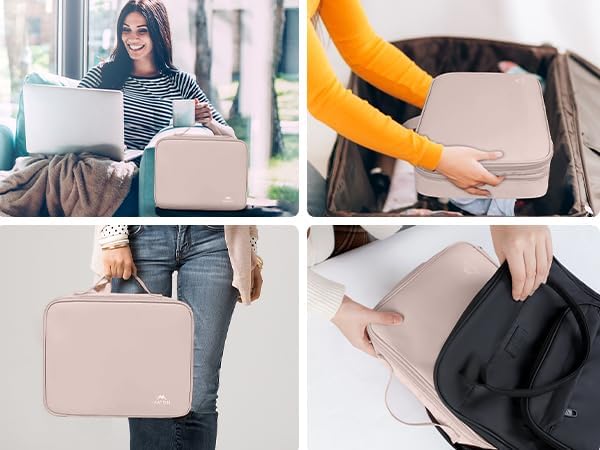 MATEIN Charger Organizer Travel Case for Women, Cord Organizer Travel | Double Layers, Portable Electronic Accessories Case with Handle, for Charger, Phone, Earphone, Tablet, Pink Gift - Image 8
