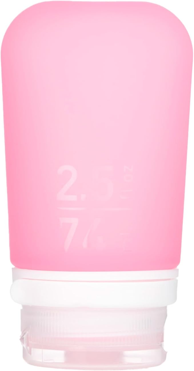 humangear GoToob+ (Medium) | Refillable Silicone Travel Bottle | Locking Lid | Food-Safe Material | Pink, Medium (2.5 fl.oz.; 74ml) | Refillable & Leak-Proof Silicone Travel Size Bottles with Locking Cap for Toiletries, Camping & TSA Carry-On by humangear