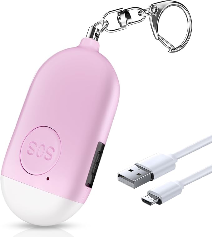 Self Defense Keychain Personal Alarm- 130dB Rechargerable Self Defense Alarm Keychian with Emergency LED Flashlight - Security Personal Protection Device for Women Girls Kids Elderly by Kimfly