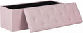 DUMOS 43 Inch Folding Storage Ottoman Bench, Large Ottoman with Storage | Storage Chest with Thicker Foam Padded Seat, End of Bed Foot Rest Stool for Bedroom Living Room Entryway, Load 660 lbs, Pink by DumosLifestyle