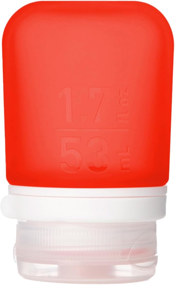 humangear GoToob+ (Small) | Refillable Silicone Travel Bottle | Locking Lid | Food-Safe Material | Red, Small (1.7 fl.oz; 53ml) | Refillable & Leak-Proof Silicone Travel Size Bottles with Locking Cap for Toiletries, Camping & TSA Carry-On by humangear