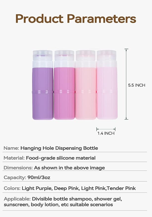 18 packs of toiletries travel bottles, TSA Approval silicone travel containers, leak proof refillable shampoo and conditioner are essential for travel, fitness, business trips, office use(pink) - Image 4