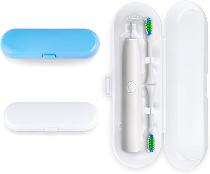 Fowecelt 2 Pack Electric Toothbrush Travel Case for Oral-B Pro and Other Electric Toothbrush Portable Travel Toothbrush Waterproof Plastic Holder (Blue & White) - Image 2